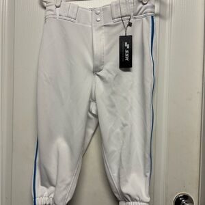 Men's SSK Showcase Collection White Shirt Baseball Pants with Blue Stripe
